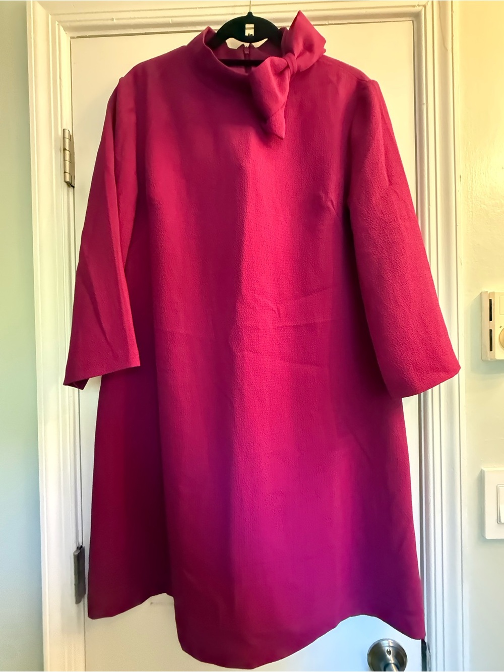 Eliza J Fuchsia Bow-Neck A-Line Cape Dress